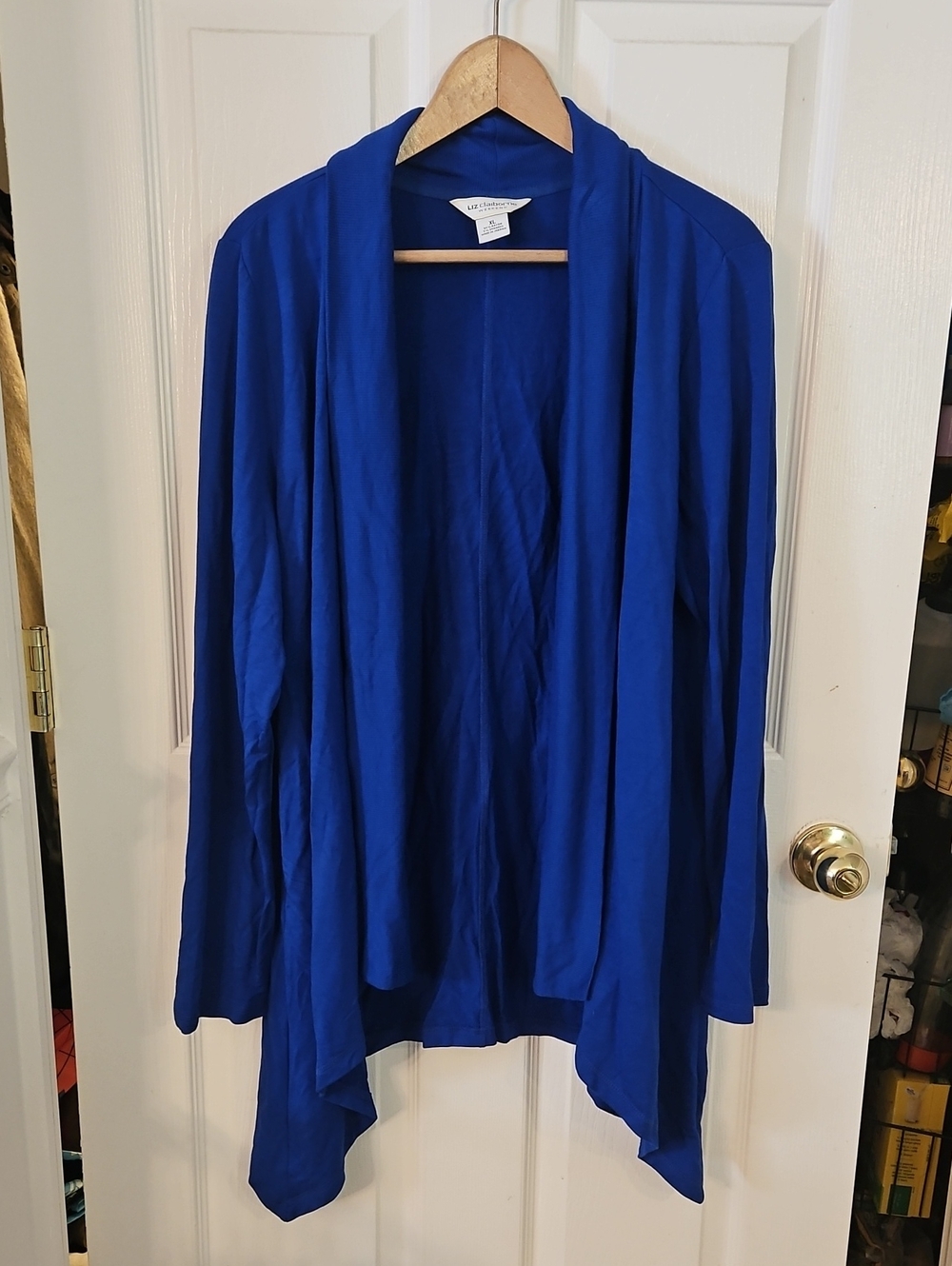 Liz Claiborne Royal Blue Draped Open-Front Cardigan